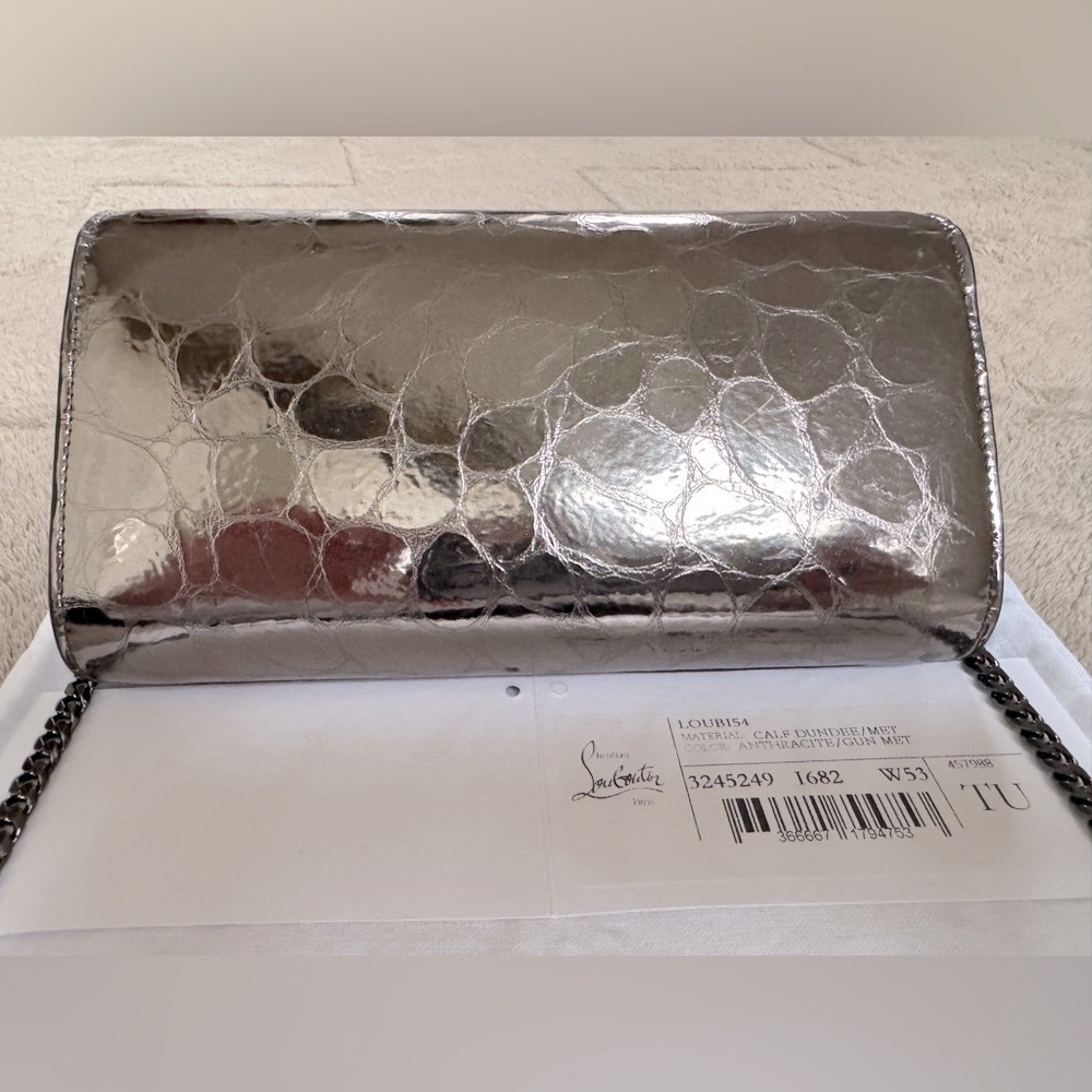 NEW🔥CL S Loubi54 Metallic Croc Embossed Leather Wallet on a Chain🔥 - Picture 8 of 16